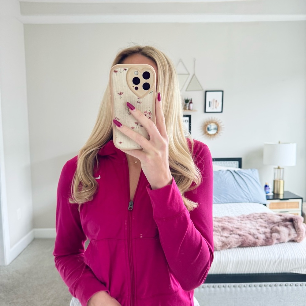 Nike Pink Zip-Up Jacket | Cotton Hoodie Jacket